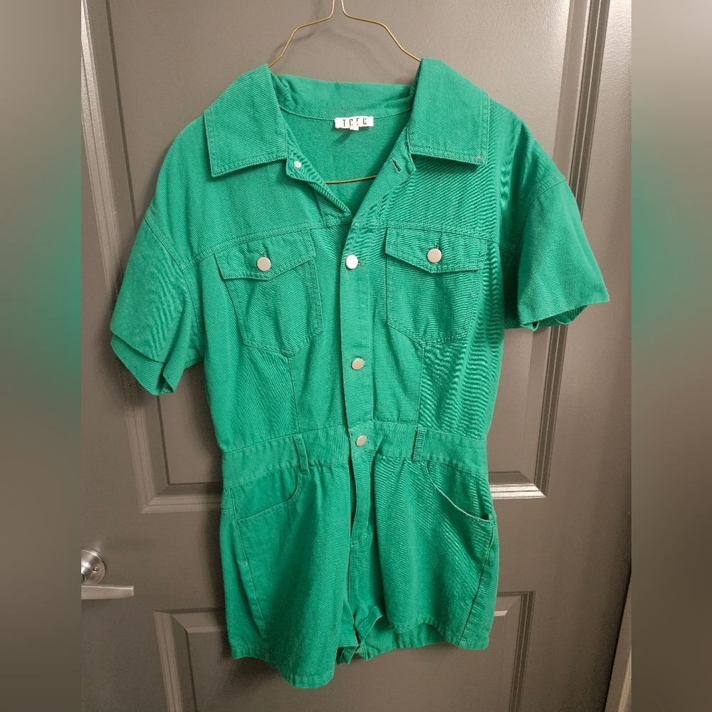 Green Button-Up Romper